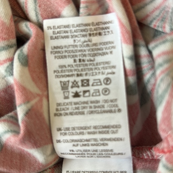 Boden Effie Red Orange Palm Print Faux Wrap Ruched Jersey Knit Dress - 6 - Picture 14 of 16